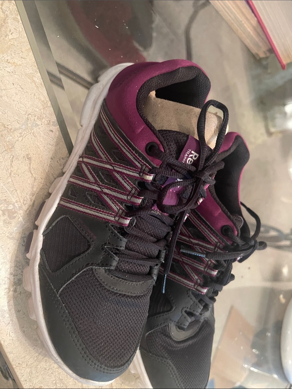 Reebok Women's Black and Purple Athletic Sneakers